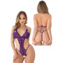 Body in pizzo intimo aperto Lace bodysuit with open crotch purple