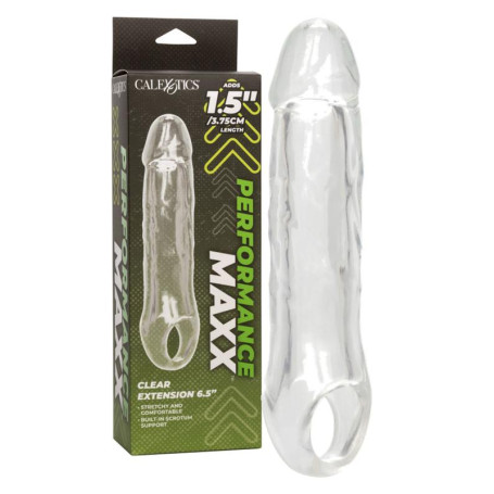 Guaina manicotto realistico per pene con anello testicoli Clear Extension 6.5 In