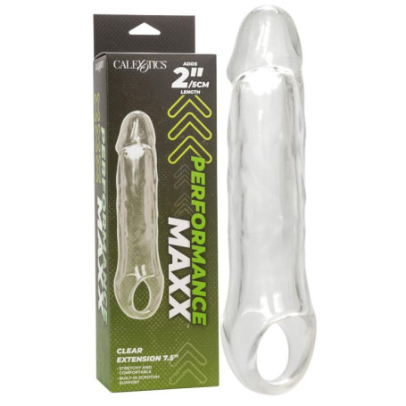 Guaina manicotto realistico per pene con anello testicoli Clear Extension 7.5 Inch