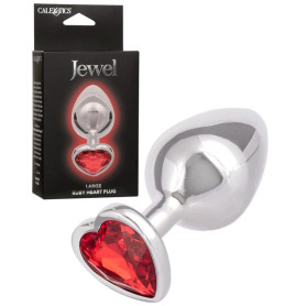 Plug anale grande in metallo con pietra cuore indossabile Jewel Large Ruby Heart Plug