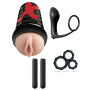 Set Masturbatore Elite Ass Gasm Vibrating con Kit 3 anelli e plug anale vibrante