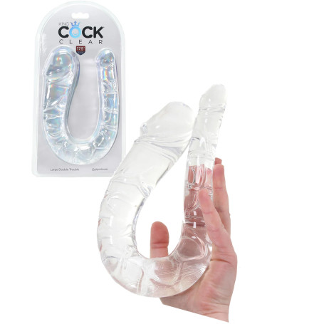 Dildo fallo doppio trasparente King Cock Double Trouble L