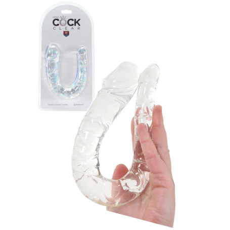 Dildo doppio fallo trasparente King Cock Double Trouble M
