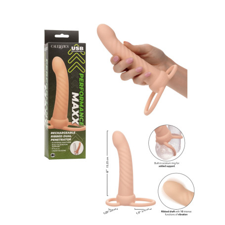 vibratore ricaricabile strap-on con anello fallico