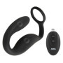Vibratore in silicone nero per prostata con fallo vibrante con anello fallico