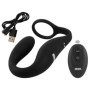 Vibratore in silicone nero per prostata con fallo vibrante con anello fallico
