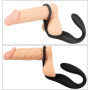 Vibratore in silicone nero per prostata con fallo vibrante con anello fallico