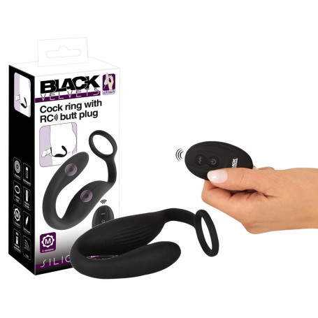 Vibratore in silicone nero per prostata con fallo vibrante con anello fallico
