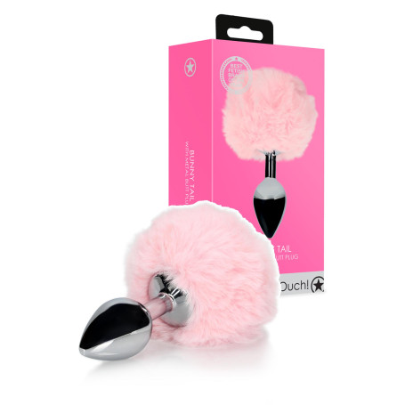 Plug anale in metallo con coda Bunny Tail Pink