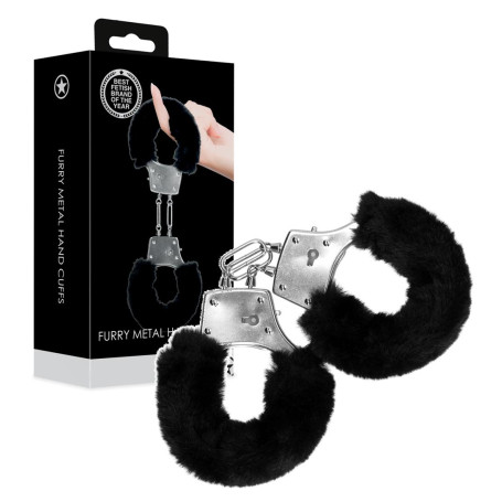 Manette in metallo con pelliccia costrittivo bondage per coppie Black