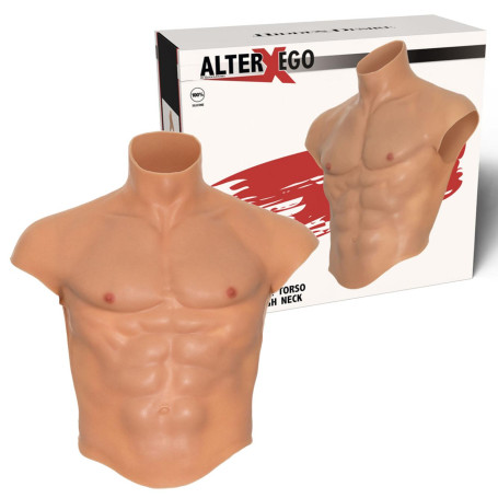 Torso maschile con addominali indossabile ultra realistico in silicone