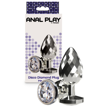 Plug anale stimolatore anale in metallo con pietra Diamond Disco medium