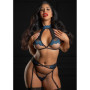 Intimo pizzo blu e nero con giarrettiera