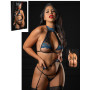 Intimo pizzo blu e nero con giarrettiera