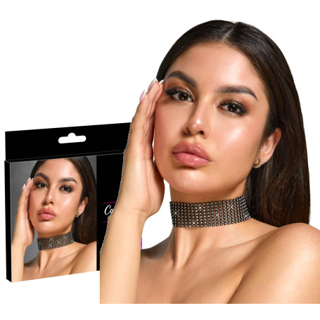 Collana choker con strass accessorio erotico collarino per donna sensuale