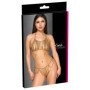 Completo intimo donna 2 pz lingerie erotica in metallo con strass gold regolabile