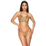 Completo intimo donna 2 pz lingerie erotica in metallo con strass gold regolabile