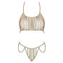 Completo intimo donna 2 pz lingerie erotica in metallo con strass gold regolabile