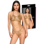 Completo intimo donna 2 pz lingerie erotica in metallo con strass gold regolabile