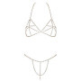 Completo intimo sexy 2 pz catena stimolante vaginale anale con strass regolabile
