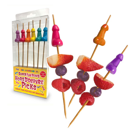 Stuzzicadenti divertenti a forma di pene multicolor per feste Super Fun Penis