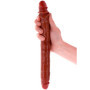 Dildo doppio realistico in silicone morbido foreskin stimolatore anale vaginale 35 cm