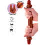 Dildo doppio realistico in silicone morbido foreskin stimolatore anale vaginale 35 cm