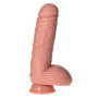 Fallo realistico XXL pene morbido big con testicoli e ventosa 22,5 cm