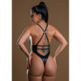 Bodysuit sexy reggiseno con zip effetto wetlook perizoma erotico donna