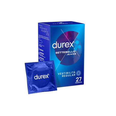 Preservativi lubrificati 56 mm Durex Settebello Jeans vestibilità regular 27 pz