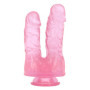 Dildo doppio realistico jelly con ventosa fallo morbido stimolatore anale vaginale 17,5 cm