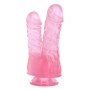 Dildo doppio realistico jelly con ventosa fallo morbido stimolatore anale vaginale 17,5 cm