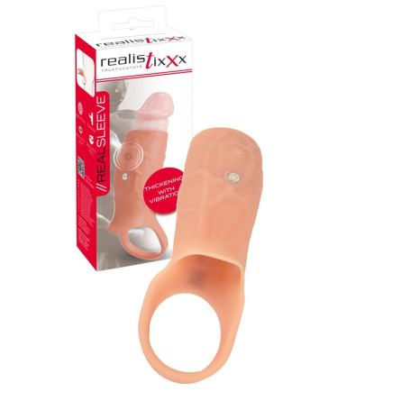 Guaina fallica realistica in silicone morbido vibrante per ingrandimento del pene