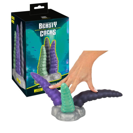 Dildo creature triplo tentacolo realistico in silicone multicolor stimolatore anale vaginale