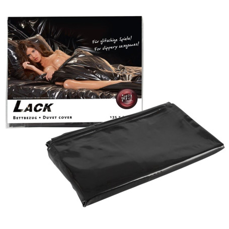 Copripiumino impermeabile laccato nero per massaggi e giochi erotici di coppia