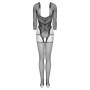 Tutina in pizzo nero bodystocking erotico con cavallo aperto elastico sensuale per lei