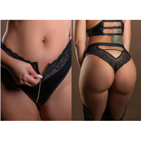 Brasiliana wetlook in pizzo con cerniera intimo erotico per lei