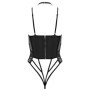 Body in simil pelle e pizzo nero g-string sexy intimo sensuale erotico per lei