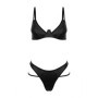 Lingerie erotica set 2 pz in ecopelle reggiseno e tanga sexy regolabili intimo erotico donna