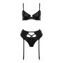 Set intimo erotico in simil pelle set 3 pz reggiseno con ferretto regolabile con perizoma sexy lingerie erotica per lei