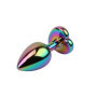 Plug anale rainbow in metallo con pietra a cuore dilatatore anale liscio