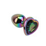 Plug anale rainbow in metallo con pietra a cuore dilatatore anale liscio