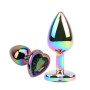 Plug anale rainbow in metallo con pietra a cuore dilatatore anale liscio