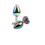 Plug anale rainbow in metallo con pietra a cuore dilatatore anale liscio