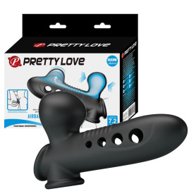 Guaina fallica indossabile prolunga per pene in silicone con pompa stimolatore per la coppia