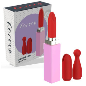 vibratore vaginale in silicone ricaricabile rossetto vibrante con tre punte intercambiabili portatile