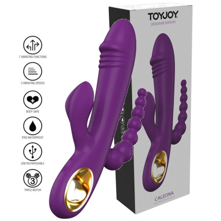 vibratore rabbit triplo stimolatore in silicone multi programma ricaricabile