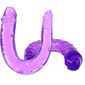 Doppio dildo stimolatore vaginale anale flessibile con vene realistiche
