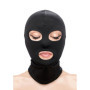 Maschera fetish nera occhi e bocca aperti in nylon taglia unica accessorio bondage
