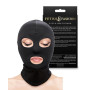 Maschera fetish nera occhi e bocca aperti in nylon taglia unica accessorio bondage